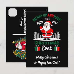 Cartão Postal De Festividades Papai Noel de Natal Personalizado Jogando Basquete