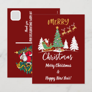 Cartão Postal De Festividades Papai Noel de Natal Personalizado Jogando Basquete