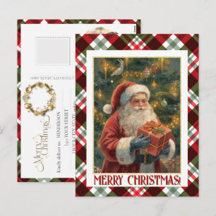Cartão Postal De Festividades Papai Noel de Natal Vintage Personalizado com Sua