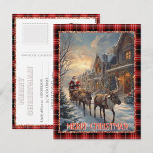 Cartão Postal De Festividades Papai Noel de Natal Vintage Personalizado Foto Clá