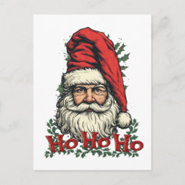 Cartão Postal De Festividades Papai Noel diz: Ho ho ho em um 