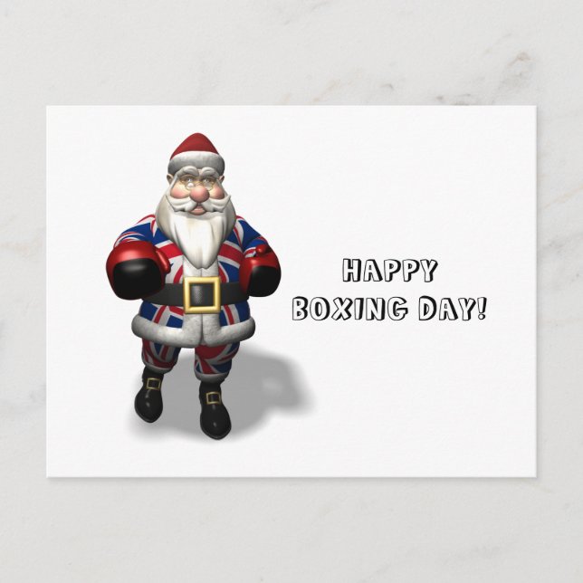 Cartão Postal De Festividades Papai Noel do Reino Unido no dia do boxim (Frente)
