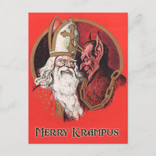 Cartão Postal De Festividades Papai noel e cartão de Krampus