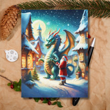 Papai Noel e Dragão no Polo Norte no Natal ai
