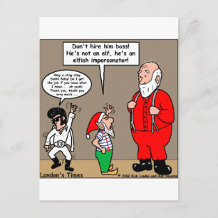 Cartão Postal De Festividades Papai Noel e Elfos Personagens Presentes Divertido