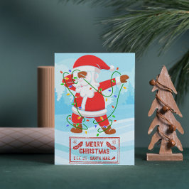 Cartão Postal De Festividades Papai Noel em Trouble Engraçado Cartão de Natal