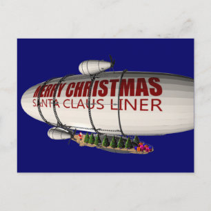 Cartão Postal De Festividades Papai Noel Em Zeppelin