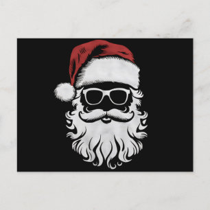 Cartão Postal De Festividades Papai Noel Enfrenta Óculos Solares Com Barba De Ch