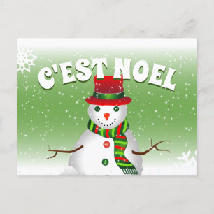 Cartão Postal De Festividades Papai Noel Funky em Vermelho Branco e Verde