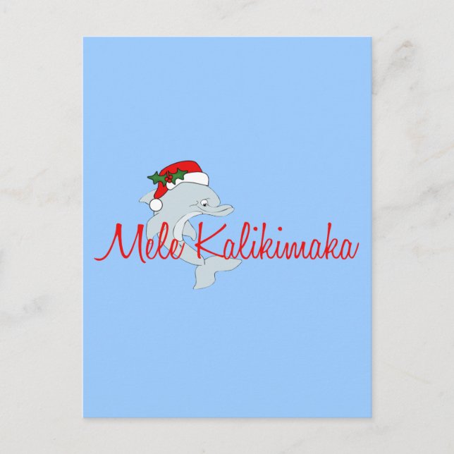 Cartão Postal De Festividades Papai noel golfinho no Havaí (Frente)