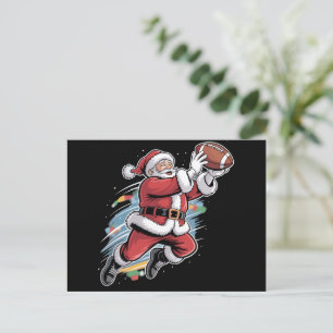 Cartão Postal De Festividades Papai Noel Jogando Futebol Americano Natal 