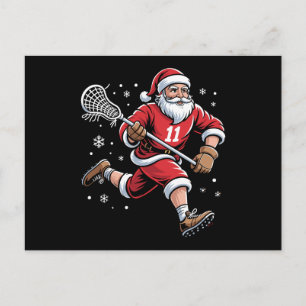 Cartão Postal De Festividades Papai Noel Jogando Lacrosse Natal Férias de Natal 
