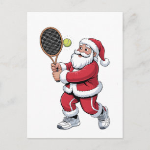 Cartão Postal De Festividades Papai Noel Jogando Tênis Esporte de Natal Tênis de