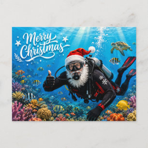 Cartão Postal De Festividades Papai Noel mergulho no Natal