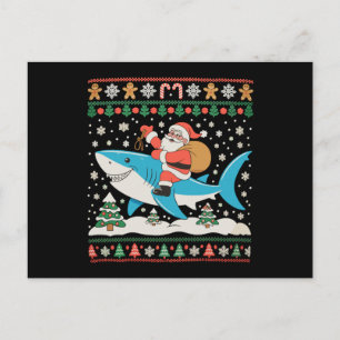 Cartão Postal De Festividades Papai Noel Montado em Tubarão Natal Feio Férias de