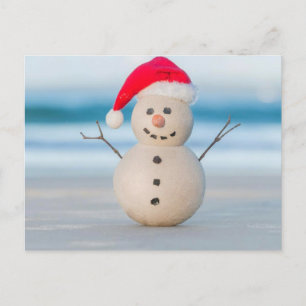 Cartão Postal De Festividades Papai Noel na Praia em cartão de cumprimentos