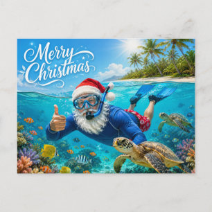 Cartão Postal De Festividades Papai Noel Natal Snorkeling