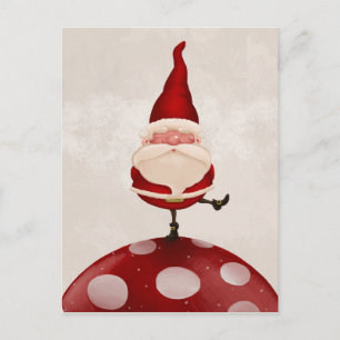 Cartão Postal De Festividades Papai noel no fungo