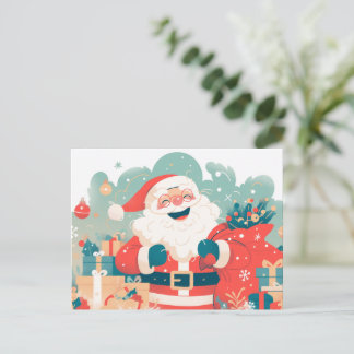 Cartão Postal De Festividades Papai Noel Preparando Presentes de Natal