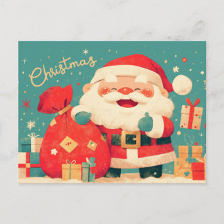 Cartão Postal De Festividades Papai Noel Preparando Presentes de Natal