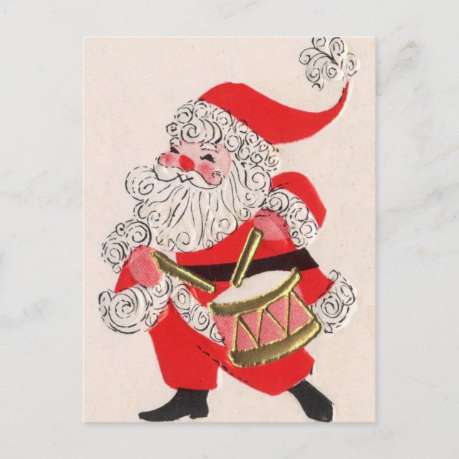 Cartão Postal De Festividades Papai noel que joga um cilindro (Frente)