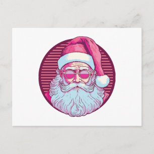 Cartão Postal De Festividades Papai Noel rosa retrô vintage