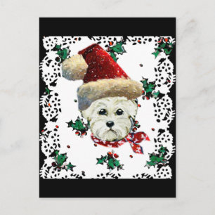 Cartão Postal De Festividades Papai Noel Westie