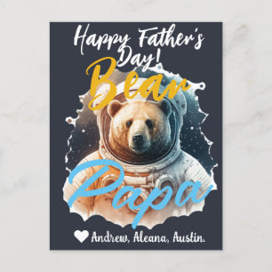 Cartão Postal De Festividades Papai Urso Nomes simples chiques Cartão de férias