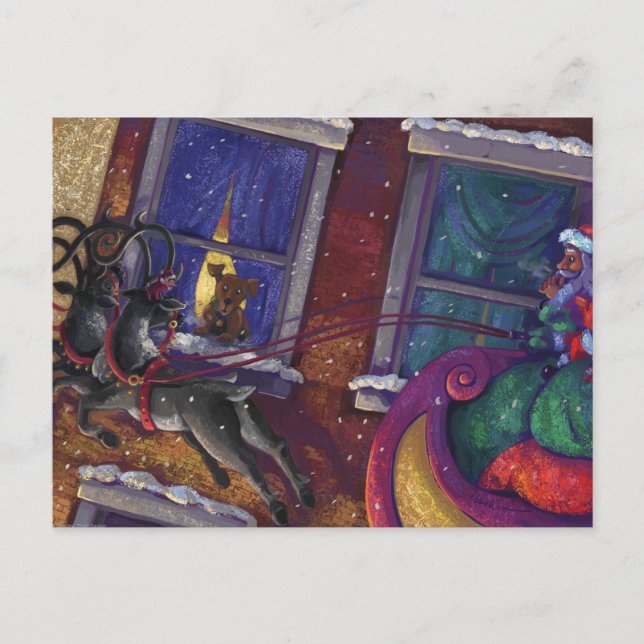 Cartão Postal De Festividades Papais noeis (Frente)