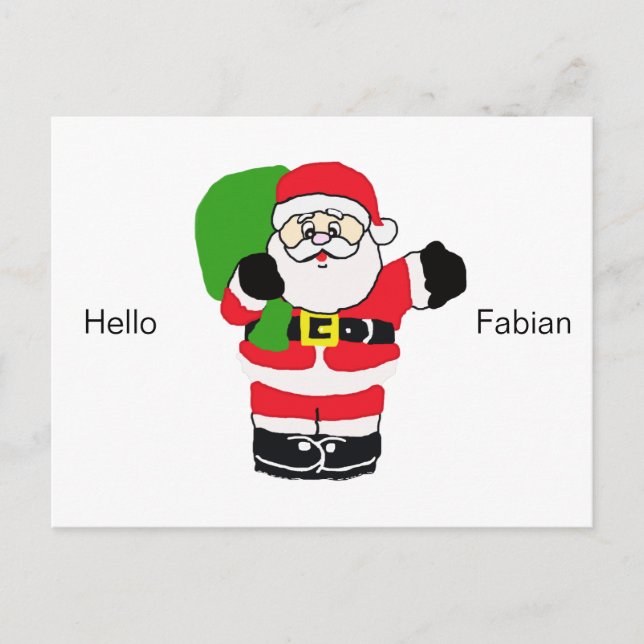 Cartão Postal De Festividades Papais noeis acenando com saudação e nome (Frente)