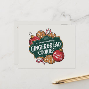 Cartão Postal De Festividades Papais noeis aprovados cookies Gingercake adiciona