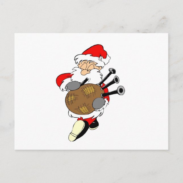 Cartão Postal De Festividades Papais noeis Bagpipe (Frente)