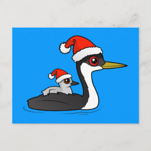 Cartão Postal De Festividades Papais noeis Birdorable Western Grebe