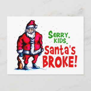 Cartão Postal De Festividades Papais noeis Broke