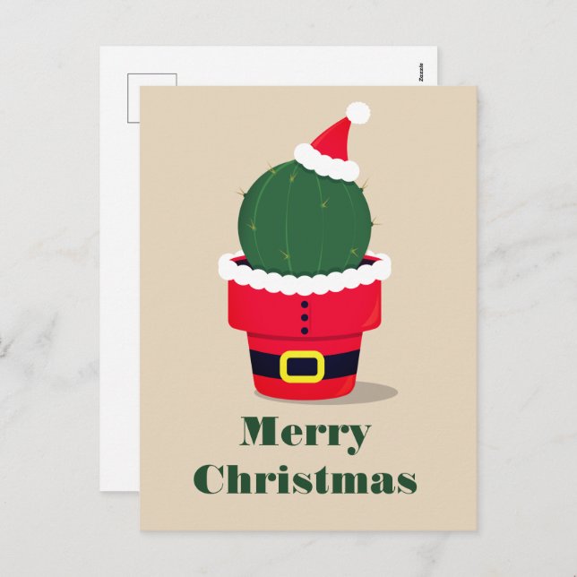 Cartão Postal De Festividades Papais noeis Cactus Desert Natal (Frente/Verso)