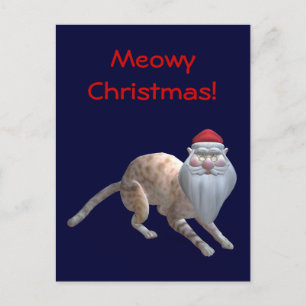 Cartão Postal De Festividades Papais noeis Cat