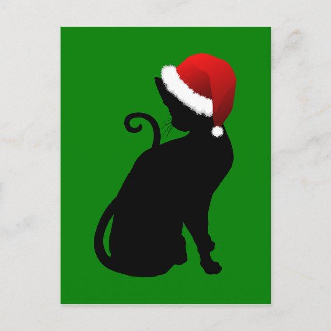 Cartão Postal De Festividades Papais noeis Cat (Frente)