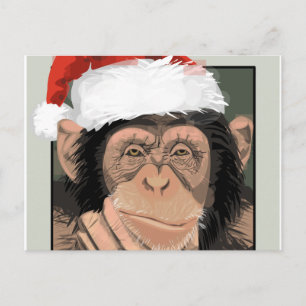 Cartão Postal De Festividades Papais noeis Chimp