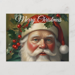 Cartão Postal De Festividades Papais noeis com Mistletoe