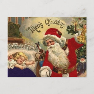 Cartão Postal De Festividades Papais noeis com Natais vintages para bebês bonit