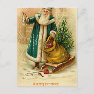 Cartão Postal De Festividades Papais noeis com seu saco de presentes- Natal vito