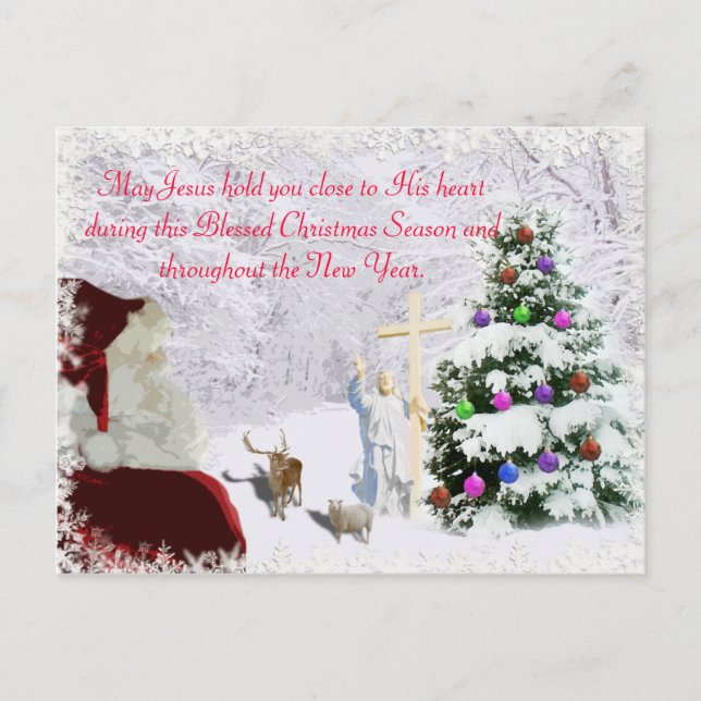 Cartão Postal De Festividades Papais noeis Conhecem Jesus (Frente)