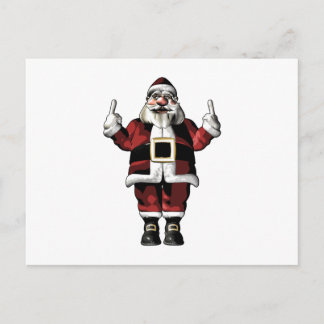 Cartão Postal De Festividades Papais noeis dando o dedo