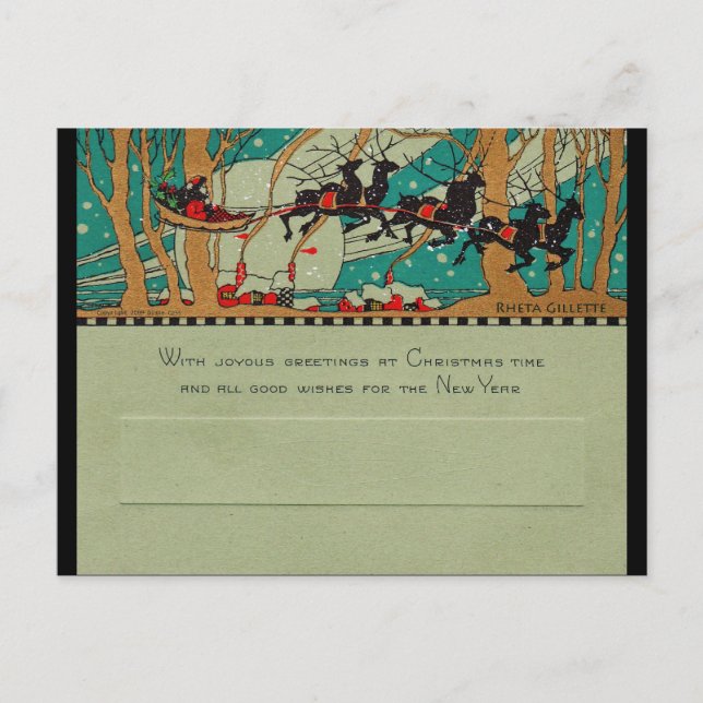 Cartão Postal De Festividades Papais noeis de Arte no Céu (Frente)