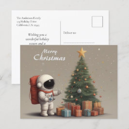 Cartão Postal De Festividades Papais noeis de Astronautas Secretos Presentes na