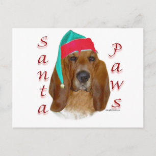 Cartão Postal De Festividades Papais noeis de Caça Basset