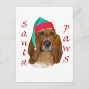 Cartão Postal De Festividades Papais noeis de Caça Basset