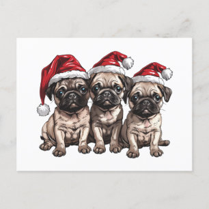 Cartão Postal De Festividades Papais noeis de Cães de Natal