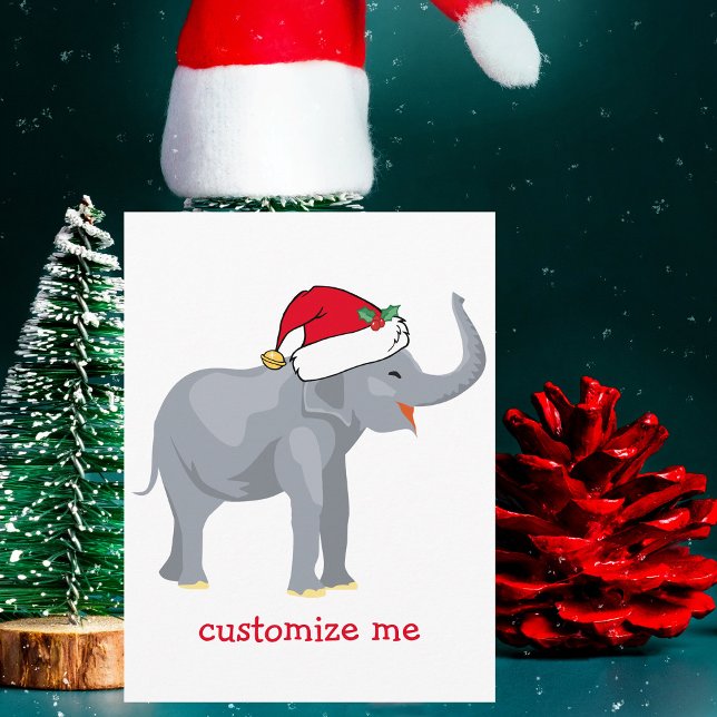Cartão Postal De Festividades Papais noeis de elefante de Natal - Fofo (Criador carregado)