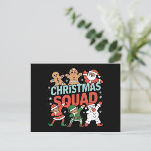 Cartão Postal De Festividades Papais noeis De Esquadrão De Natal Dabbing Elf Fam